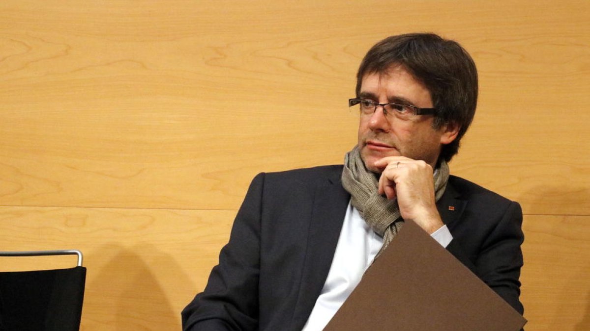 El president Puigdemont, ahir, en un congrés a Girona.