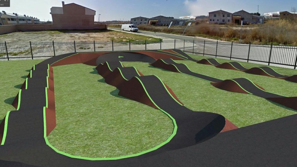 Imagen virtual generada por ordenador de cómo será el futuro circuito de ‘pump track’ de Alpicat.