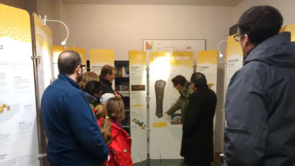 Visitantes ayer en la exposición en el Museu de la Conca Dellà.