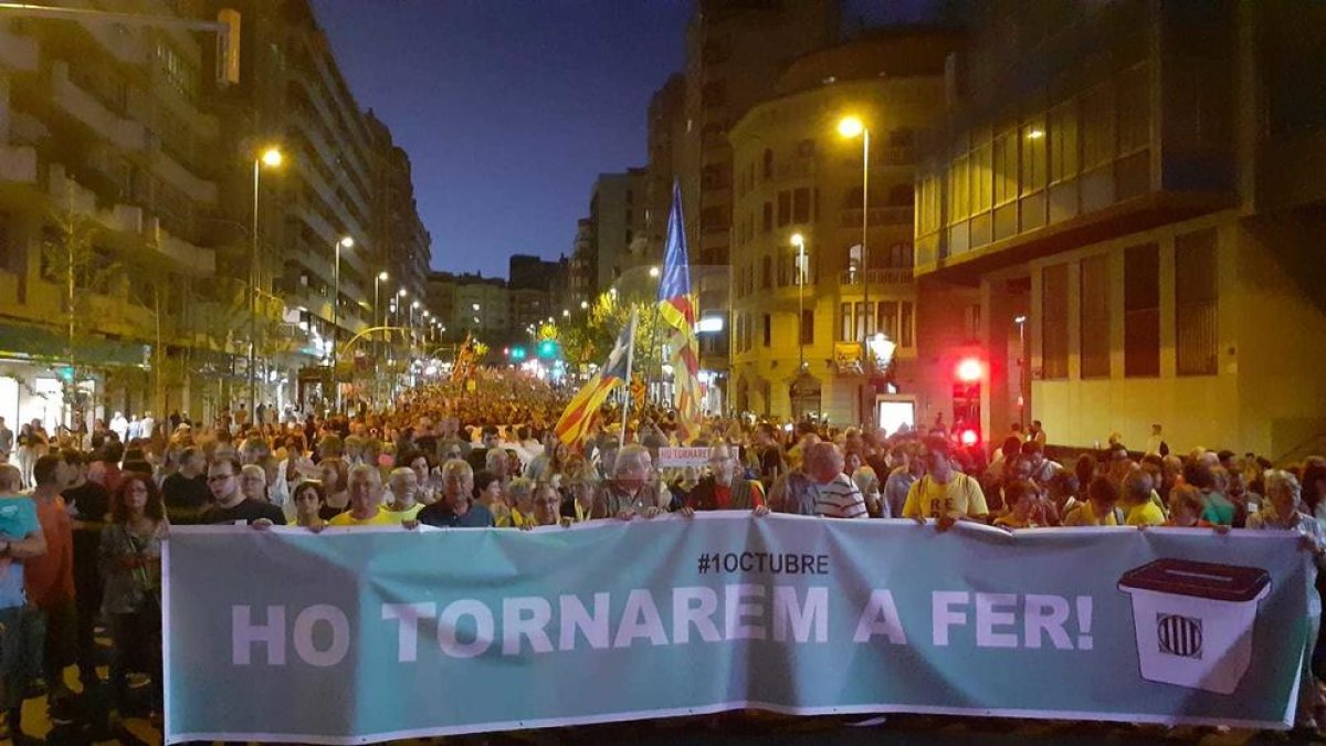 Manifestación en Lleida por el segundo aniversario del 1-O