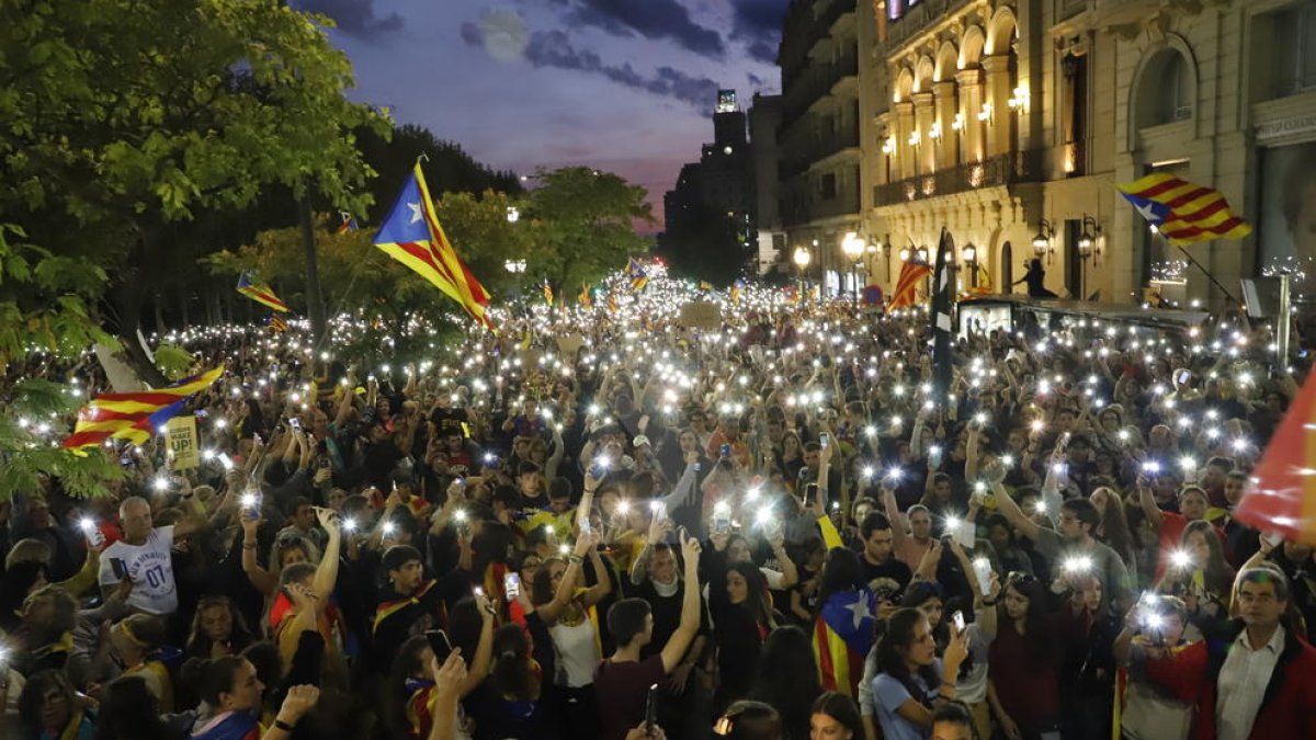 Manifestació de la vaga del 18-O a Lleida