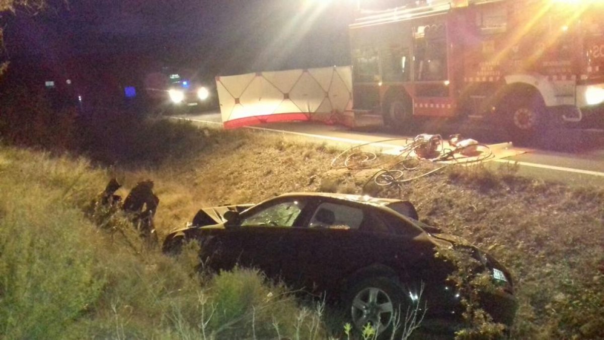 El accidente en la N-230 a la altura de Viacamp, donde murió un hombre tras salirse de la carretera.