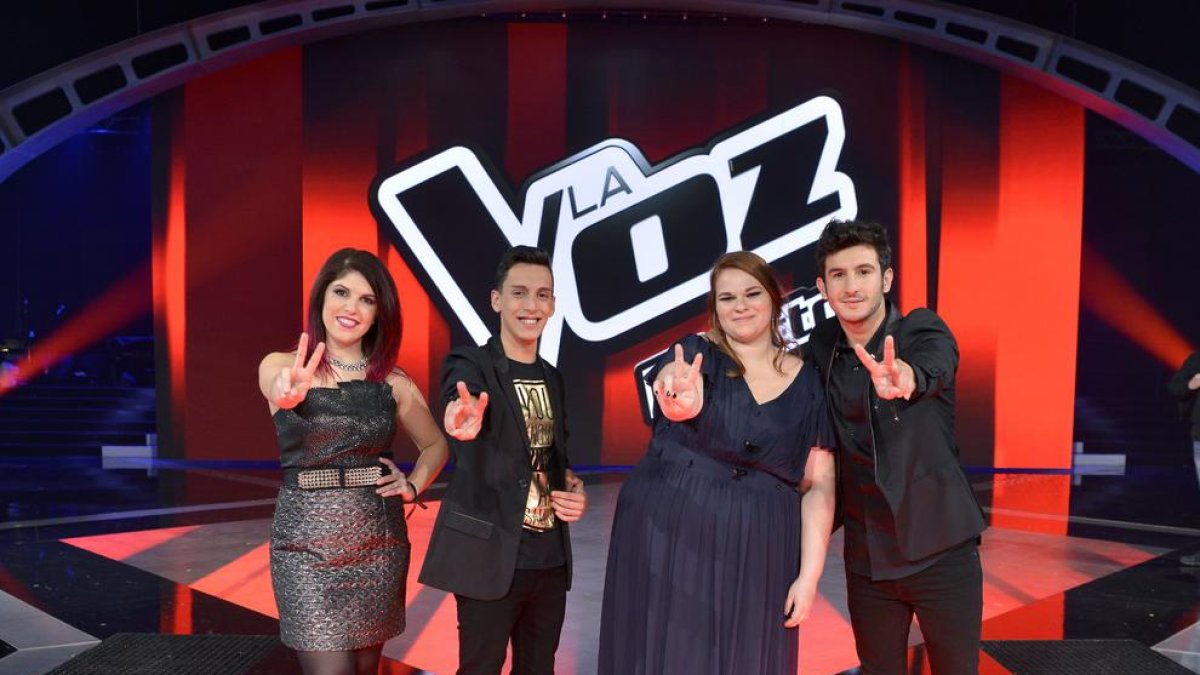 Els quatre finalistes del concurs musical de Telecinco: Thais, Mario, Irene i Carlos.