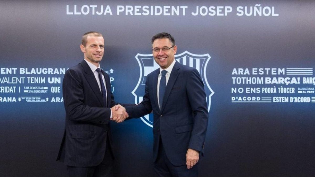 Caferin y Bartomeu se entrevistaron ayer en el Camp Nou.