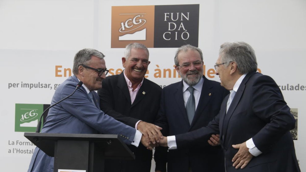 Àngel Ros, Andreu Pi, Joan Reñé y Antoni Siurana, ayer en la presentación de la Fundació ICG.