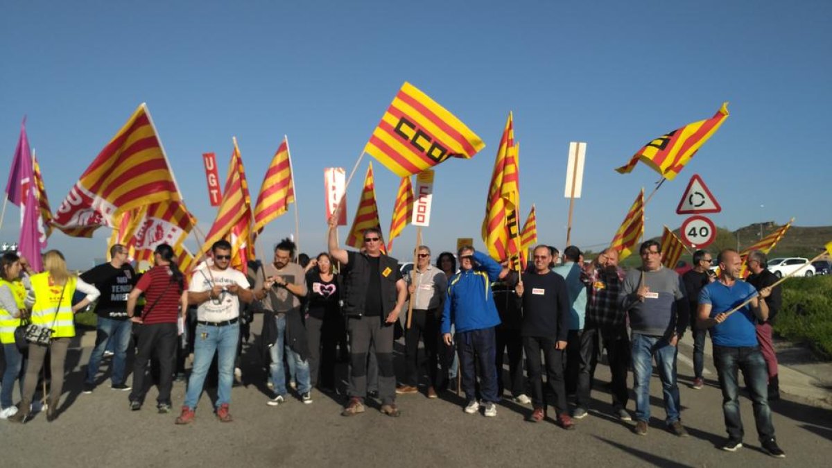 Imagen de la última huelga en el matadero de Milsa, el pasado mes de abril.
