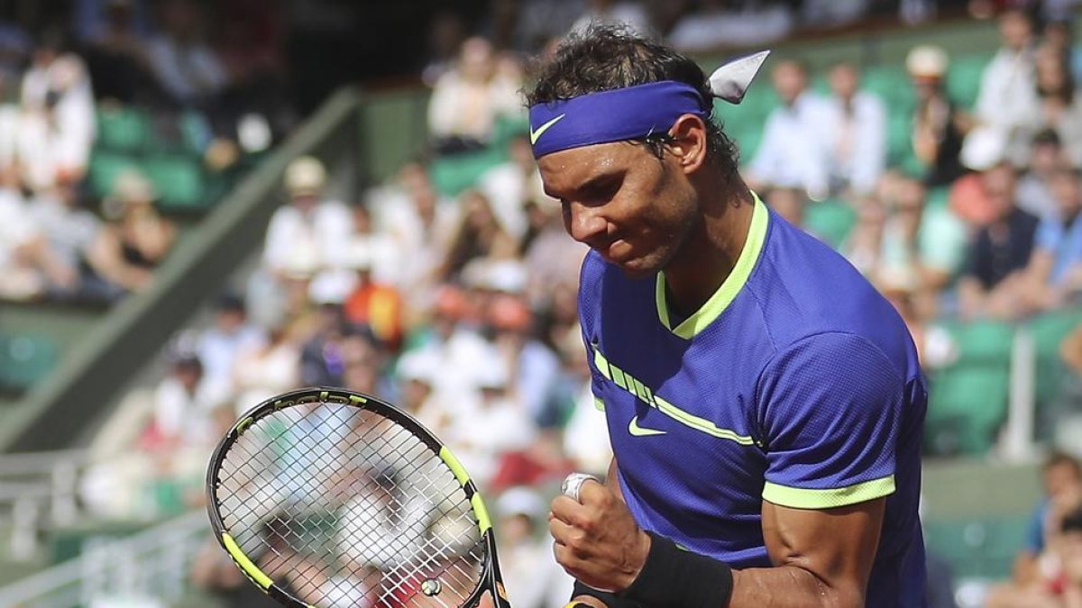 Rafa Nadal celebra su victoria sobre el holandés Robin Haase.