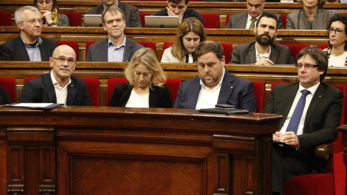 Romeva, Munté, Junqueras y Puigdemont, la pasada semana en el Parlament.