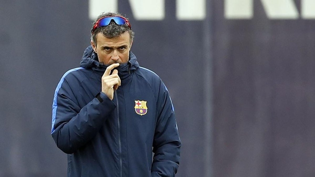 Luis Enrique, durant un entrenament.