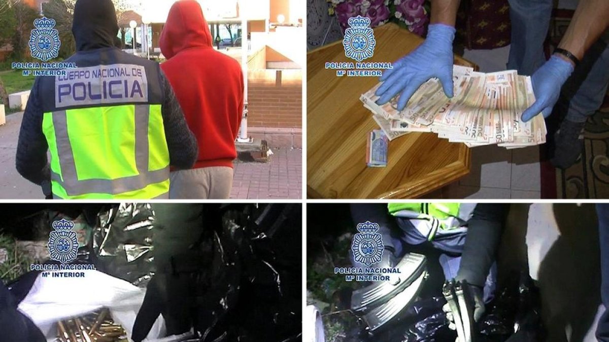 Combo de imágenes de la detención de uno de los dos yihadistas.