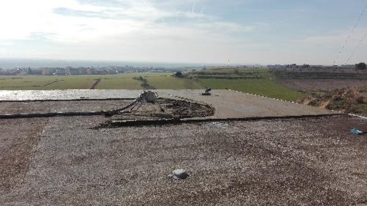 Imatge de les obres de millora del dipòsit municipal.