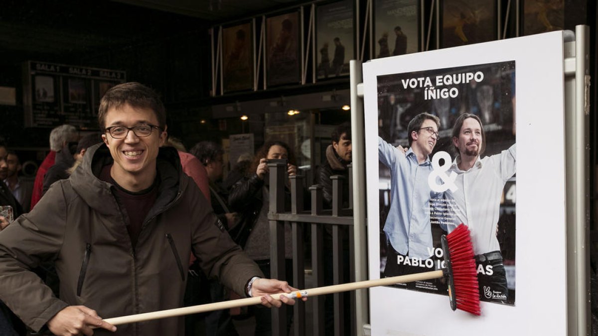 Errejón, ahir durant la presentació de la seua candidatura a Madrid.