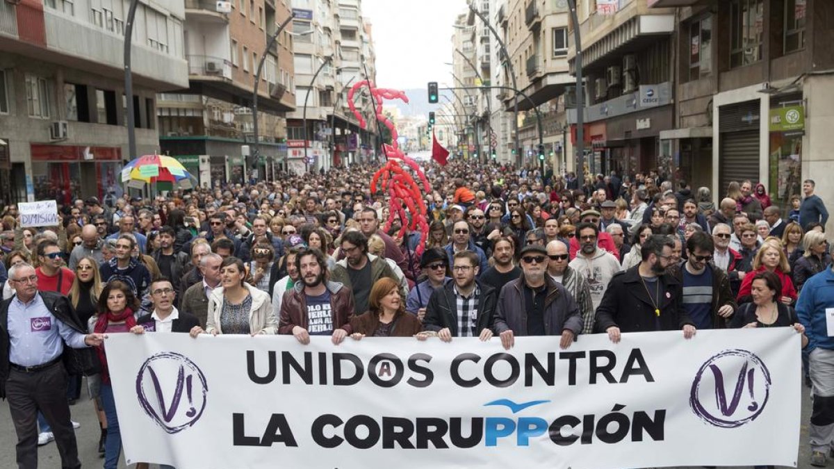 La manifestación de Murcia contra la corrupción.