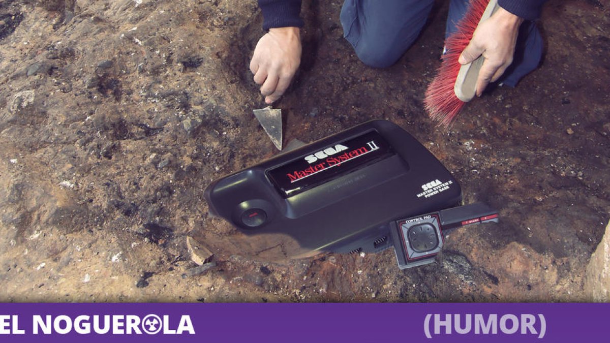 Imagen de la excavación en el momento que se encuentra la SEGA Master System original del del s. XIII