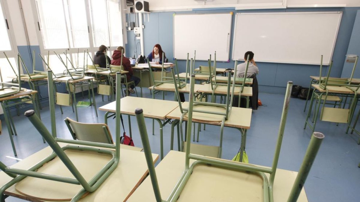 Una aula casi vacía en un centro de Secundaria en una huelga anterior.