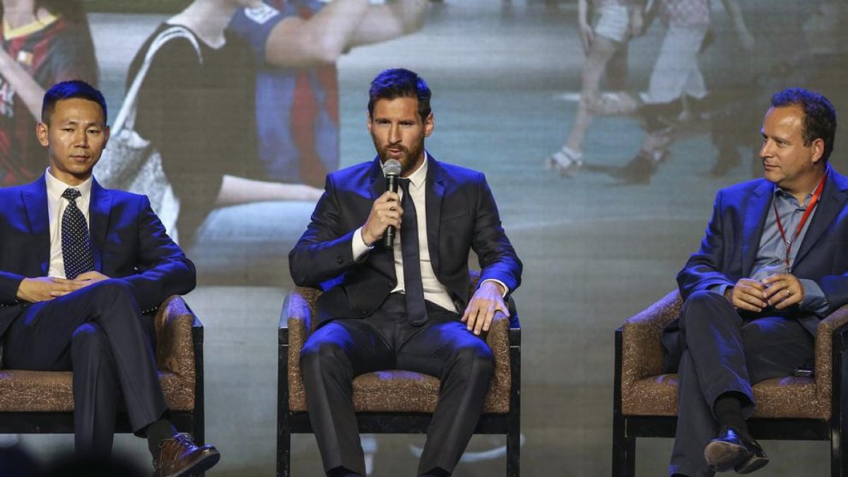 Leo Messi, durante la presentación del parque que llevará su nombre en China.