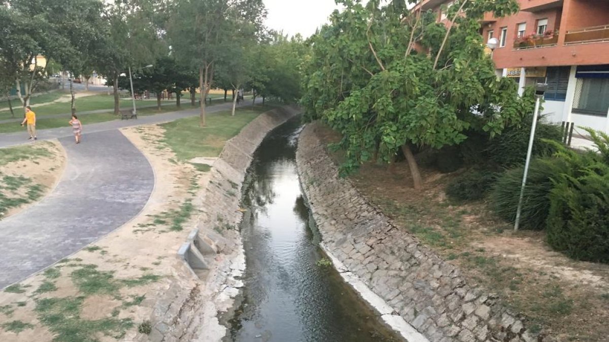 El río Sió ayer a su paso por el núcleo urbano de Agramunt.