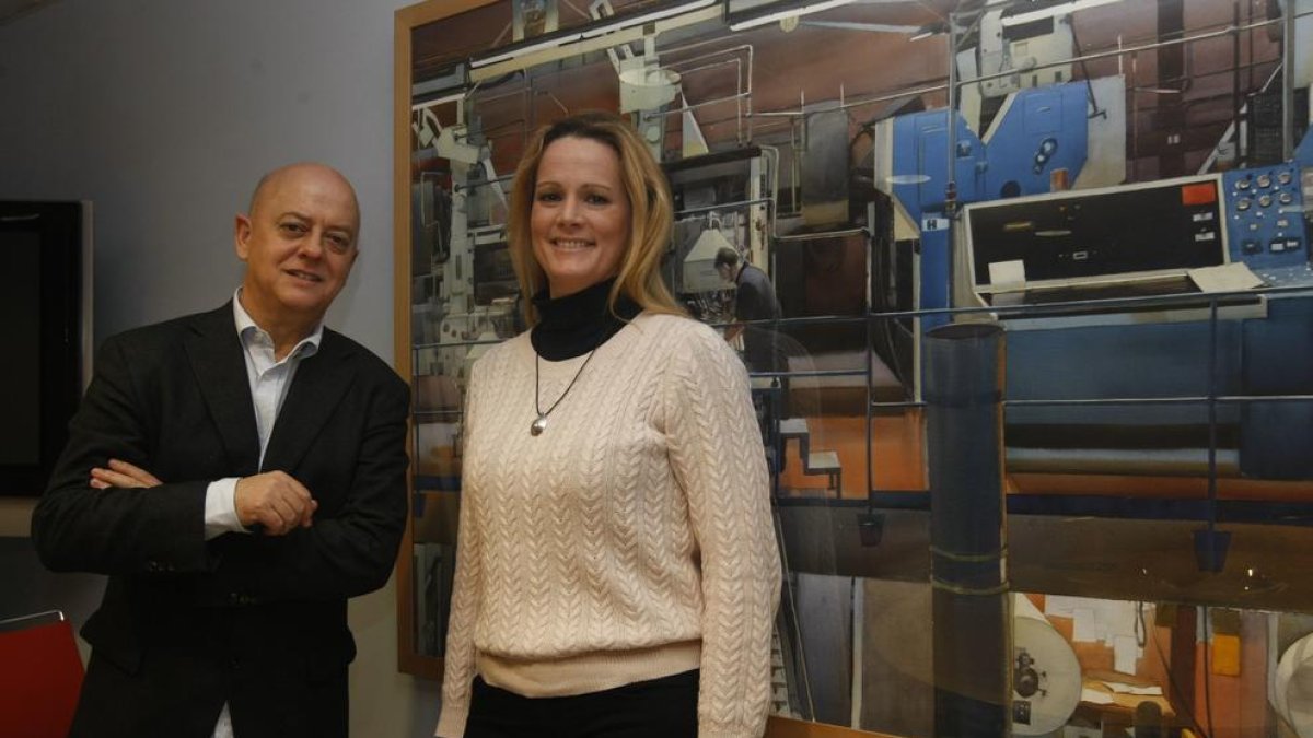 Odón Elorza i Zaida Cantera, a les instal·lacions de SEGRE divendres passat, quan es va presentar a Lleida la plataforma Militantes en Pie.