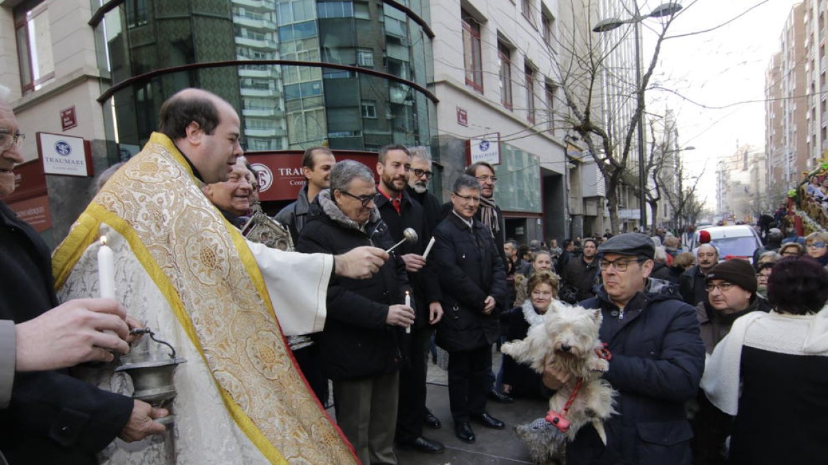 Un momento de la bendición de animales en Blondel.