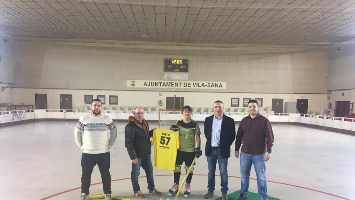 El cooordinador Jordi Capdevila, el presidente Porta, Jimena, el alcalde y el concejal de Deportes.
