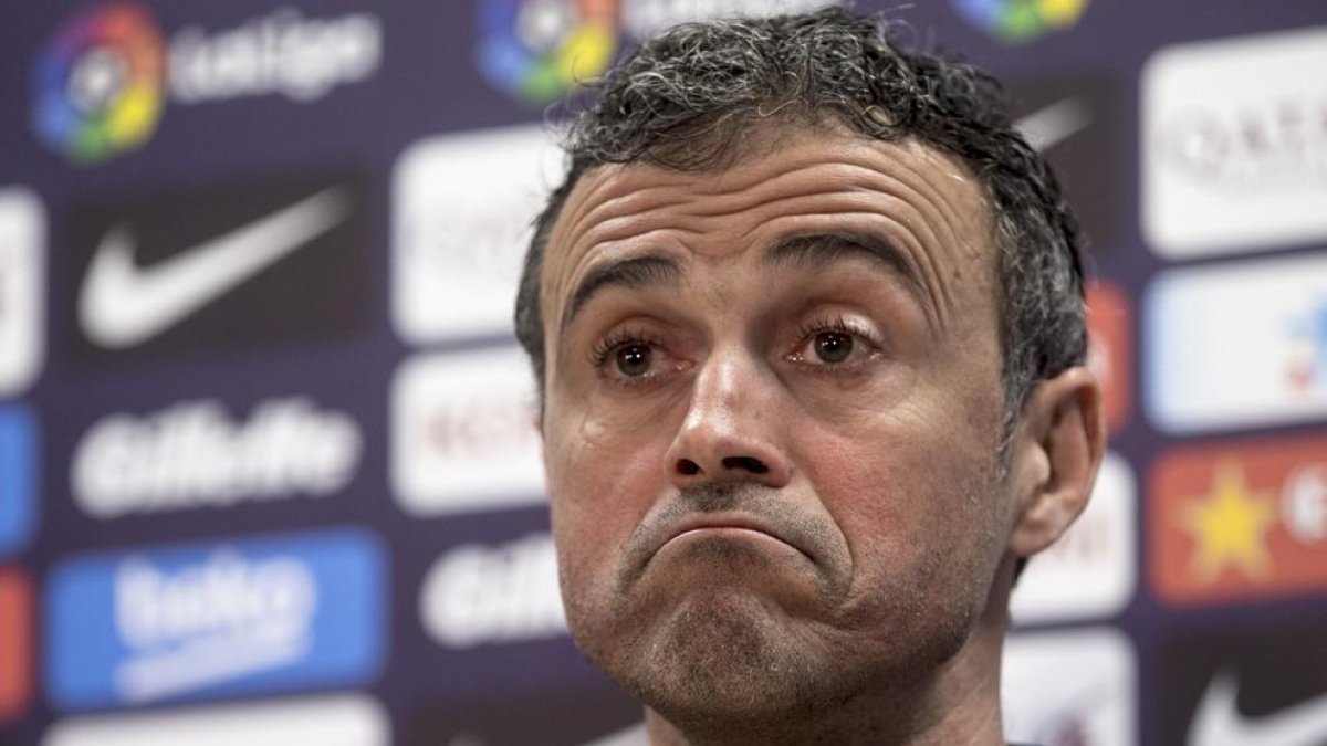Luis Enrique ayer durante la rueda de prensa.