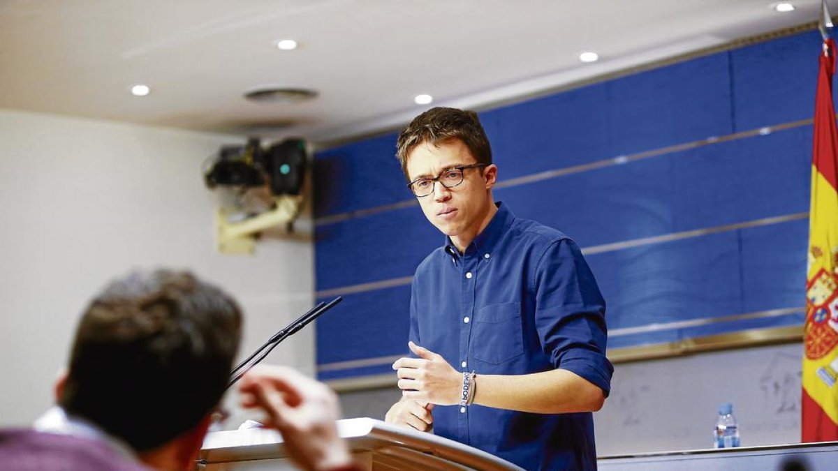 Errejón ayer en rueda de prensa.