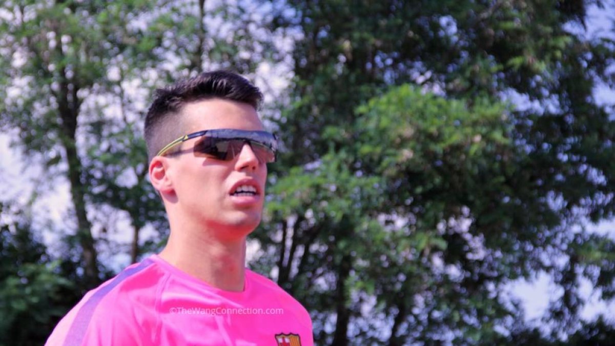 Jaume Fort, al centre, ahir en terres lleidatanes promocionant la seua candidatura amb Txema del Rosal, de l’Handbol Pardinyes.