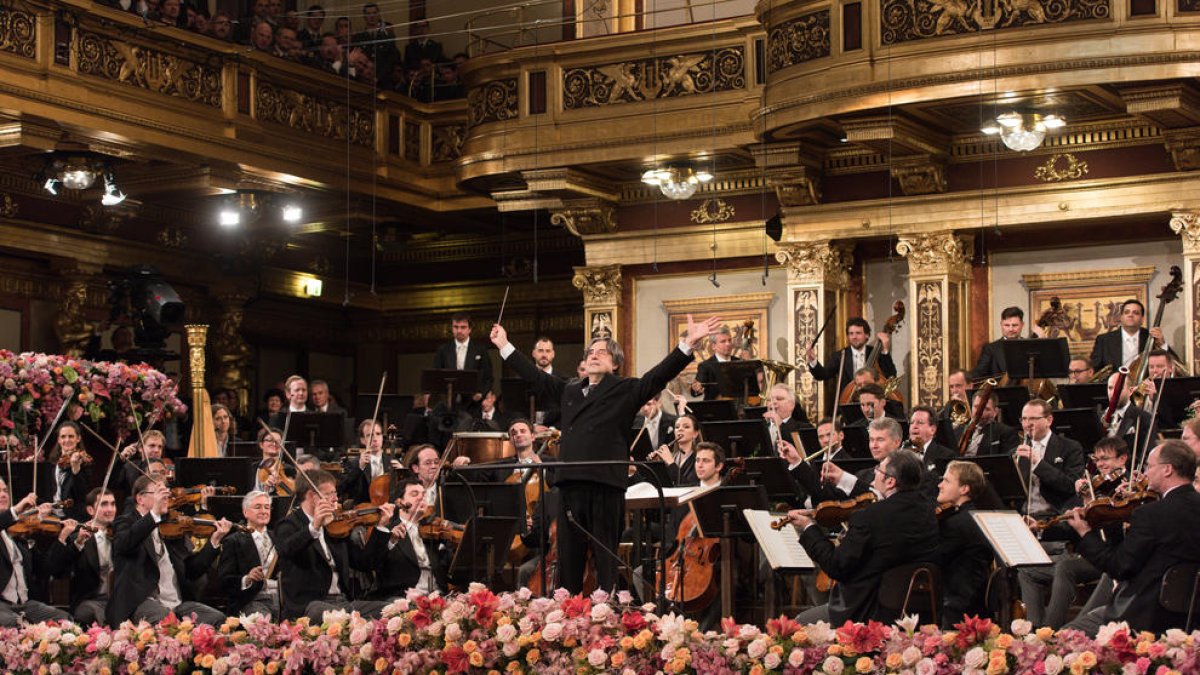 Riccardo Muti, ayer, en un momento de tradicional concierto de Año Nuevo en Viena.