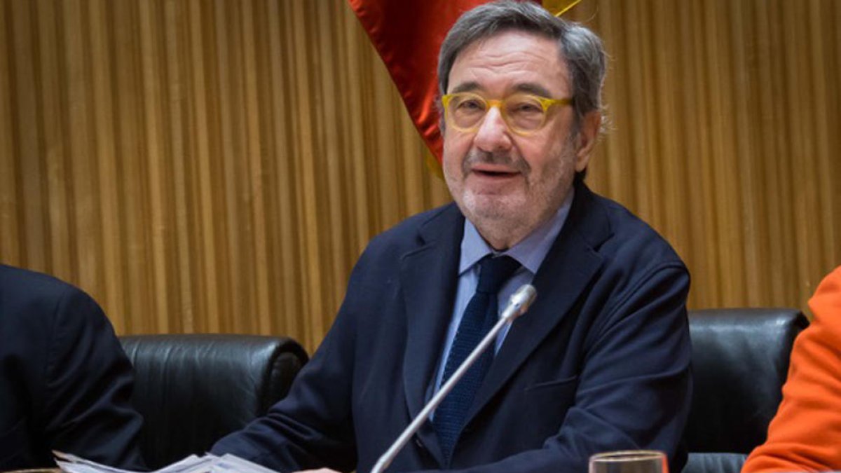 L’expresident de Catalunya Caixa Narcís Serra ahir, al Congrés dels Diputats.