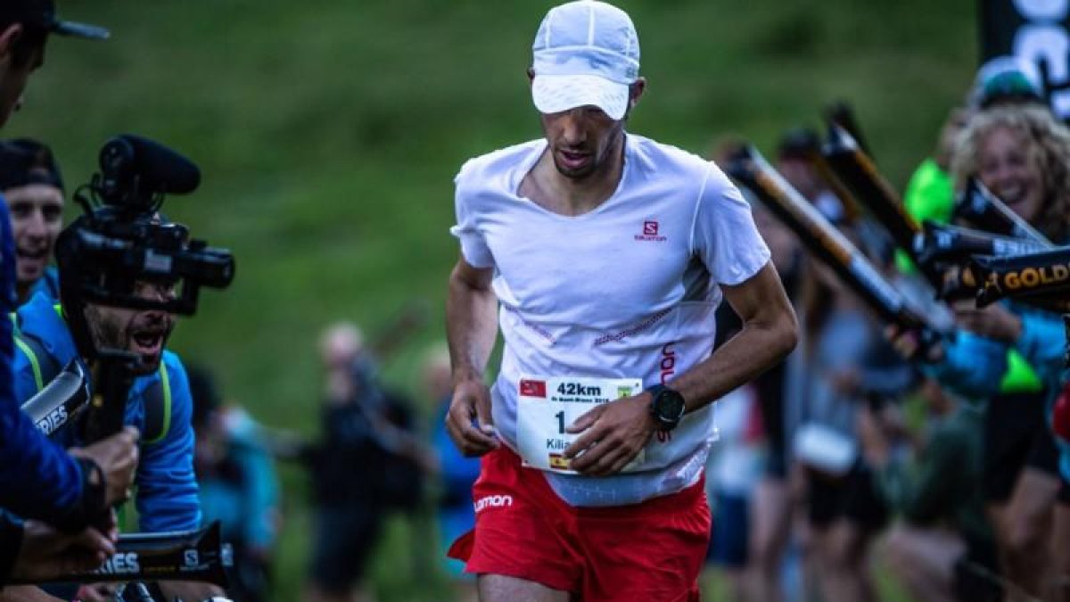 Kilian Jornet en los últimos compases de la Marathon du Mont-Blanc.