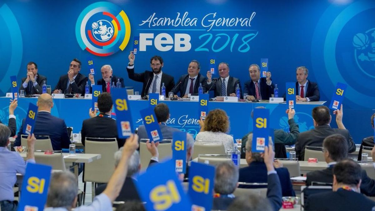 Un momento de las votaciones de ayer en la asamblea de la FEB.