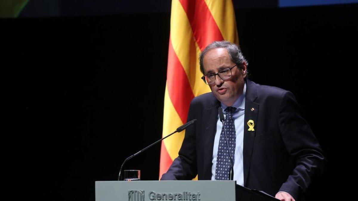 Un momento de la conferencia de Quim Torra.