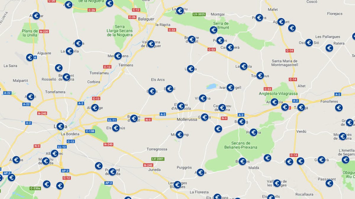 Mapa interactivo con el sueldos de los alcaldes de Cataluña