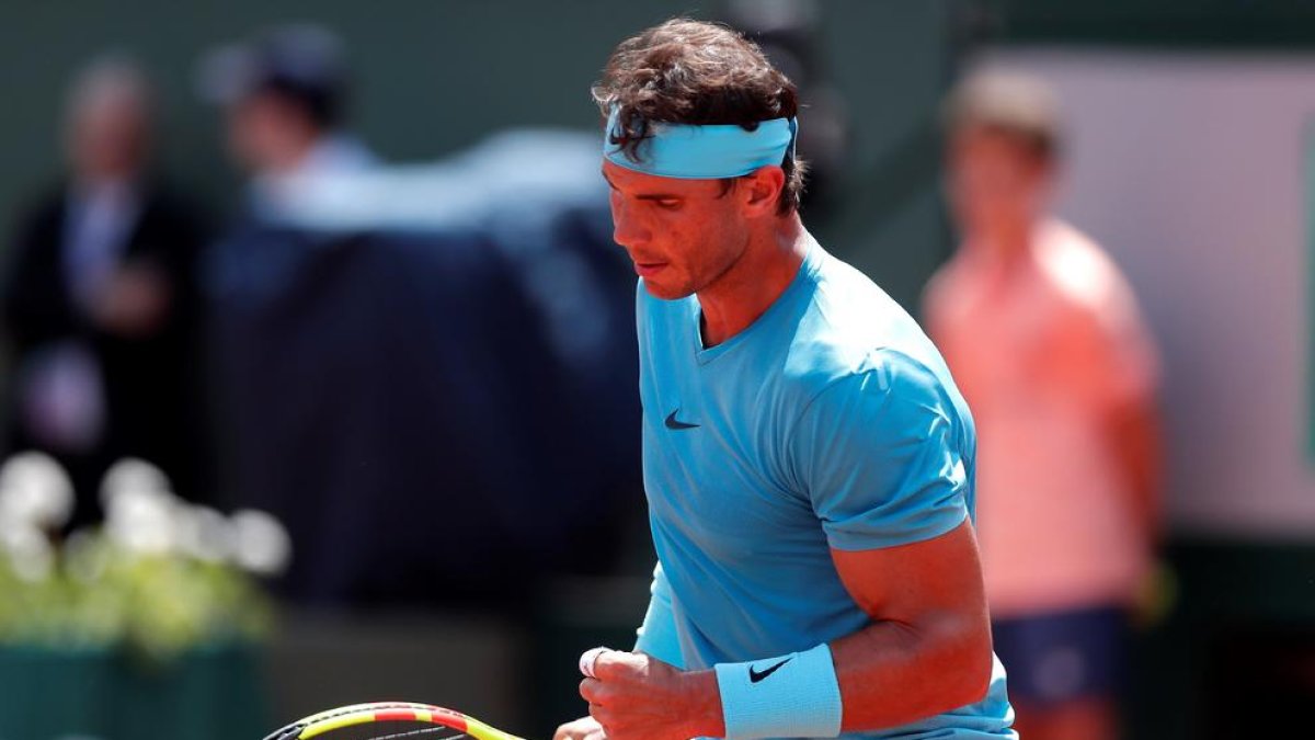 El tenista balear celebra la classificació després de batre l’alemany Maximilian Marterer.