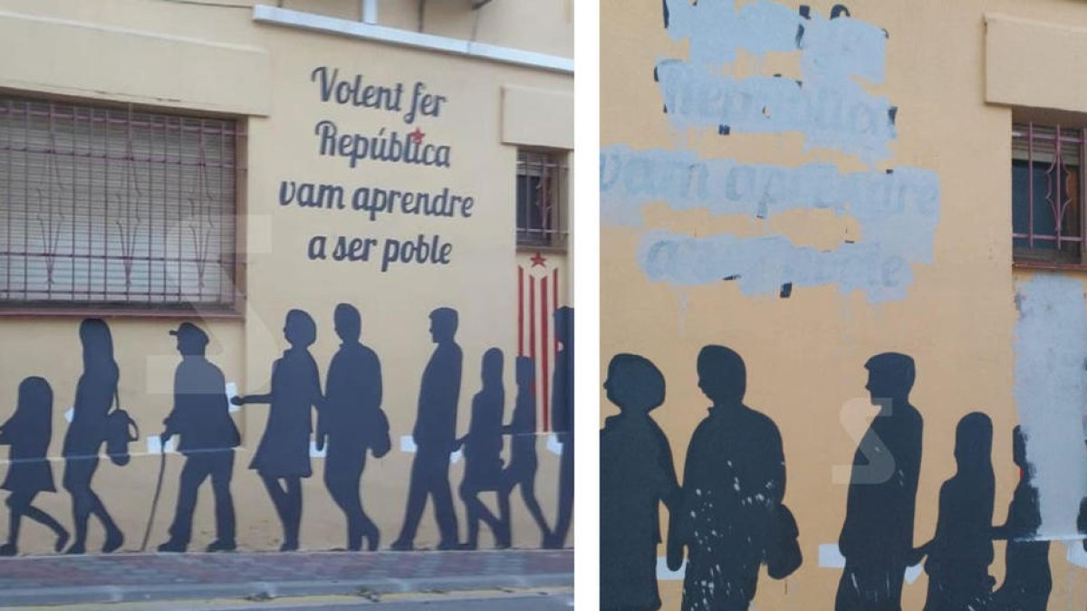 Borran en Alguaire un mural de tributo al referéndum del 1-O