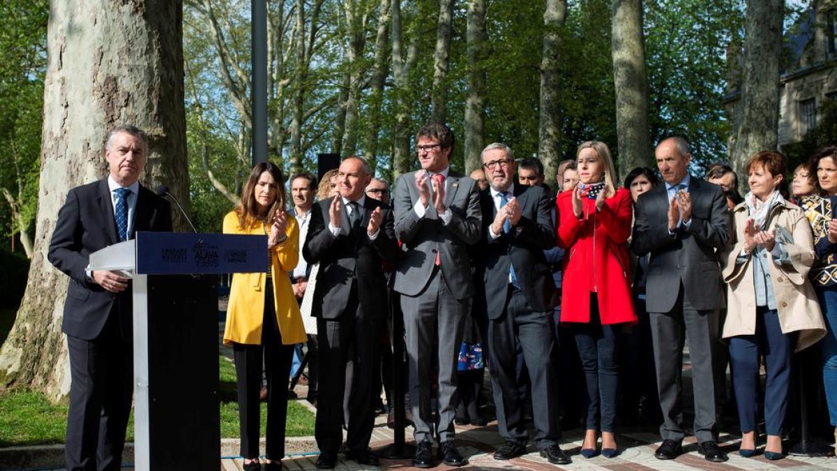 El lehendakari, Iñigo Urkullu, ahir en un acte a Vitòria.