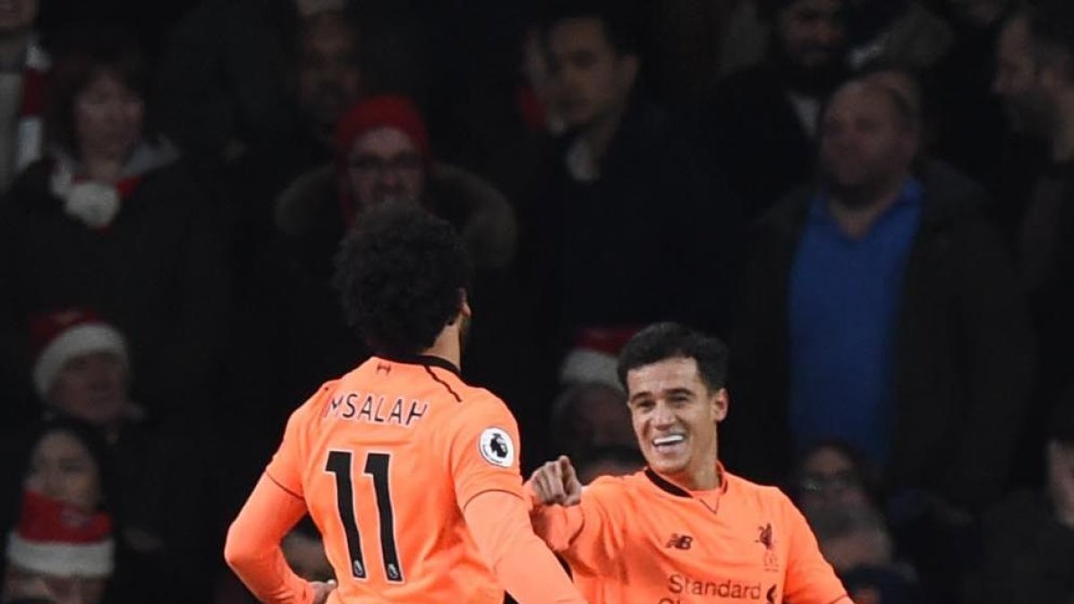 Coutinho durante un partido con el Liverpool.