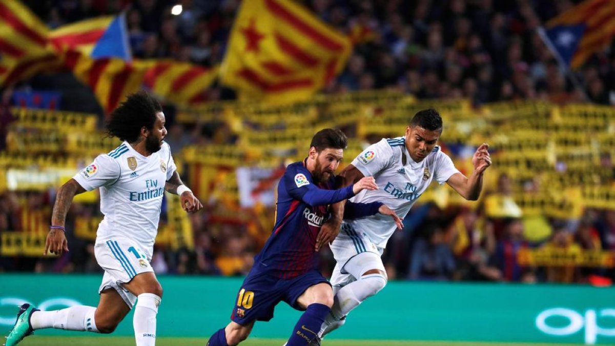 Messi, en una acció en la qual és perseguit per Casemiro i Marcelo, va tornar a ser un malson per als blancs i va marcar el 2-1.