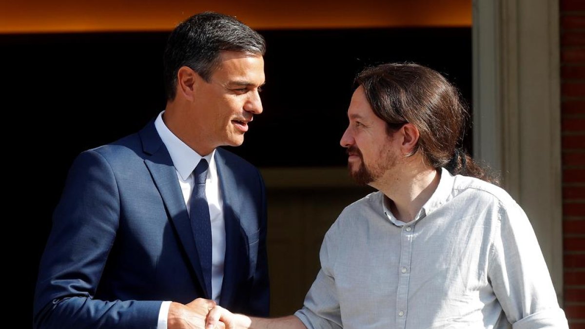 Pedro Sánchez i Pablo Iglesias, abans d’entrar a la Moncloa.