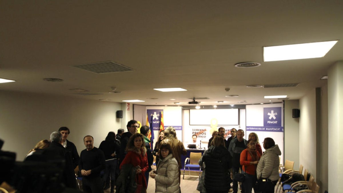 Imatge de la reunió del PDeCAT que es va celebrar dijous a la seu del partit a Lleida.