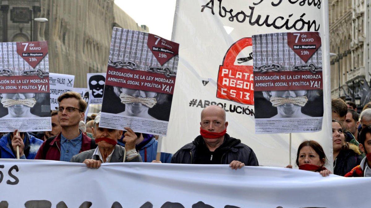 Imagen de archivo de una protesta contra la ley mordaza.