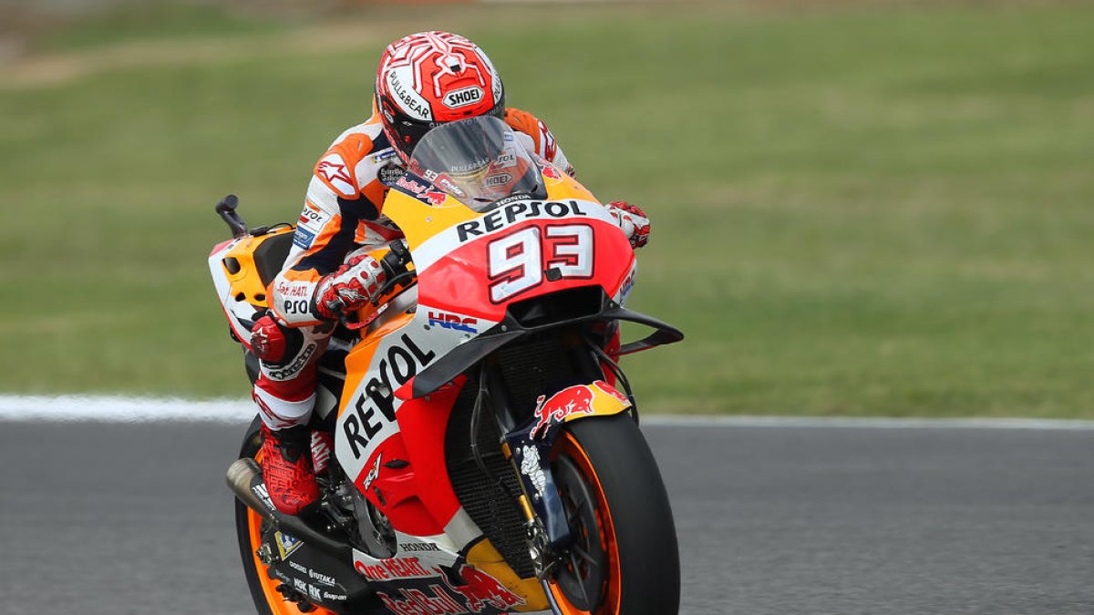 Marc Màrquez, ahir durant els entrenaments a Misano.