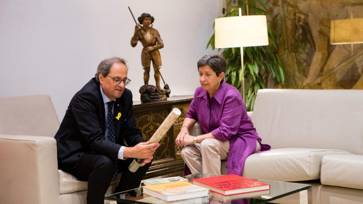 La lleidatana Teresa Cunillera, ahir al costat del president, Quim Torra, al Palau de la Generalitat.