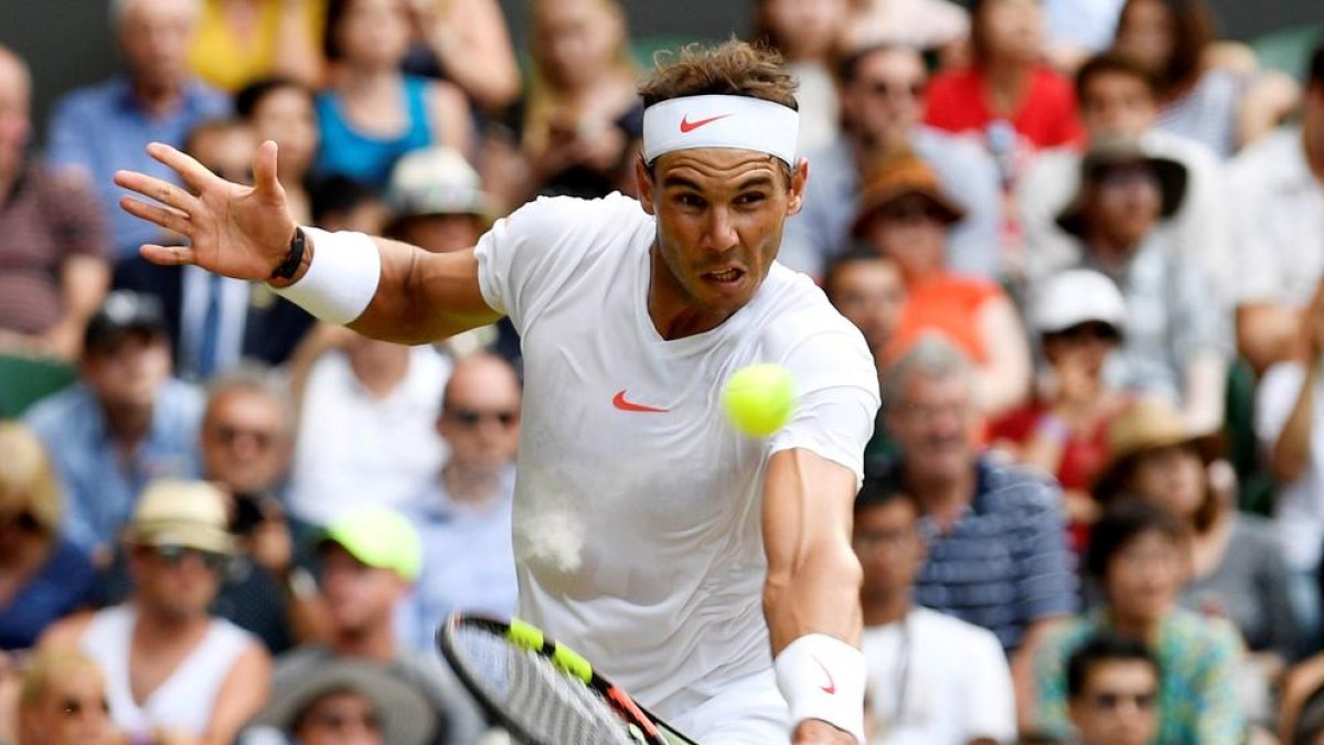 Rafa Nadal durante el encuentro de ayer ante el checo Jiri Vesely, al que superó en tres sets.