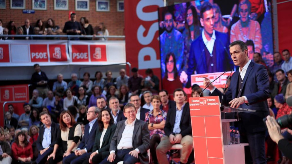 El president del Govern, Pedro Sánchez, ahir, a Fuenlabrada.