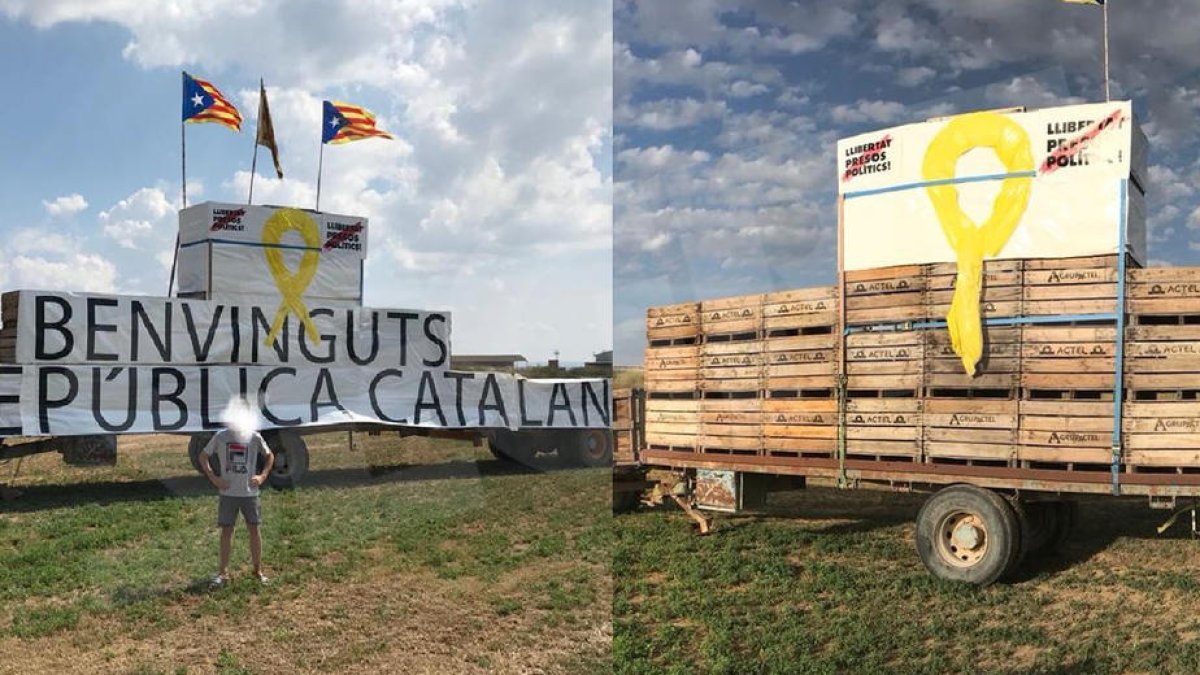 Destrossen un cartell independentista a Bell-lloc