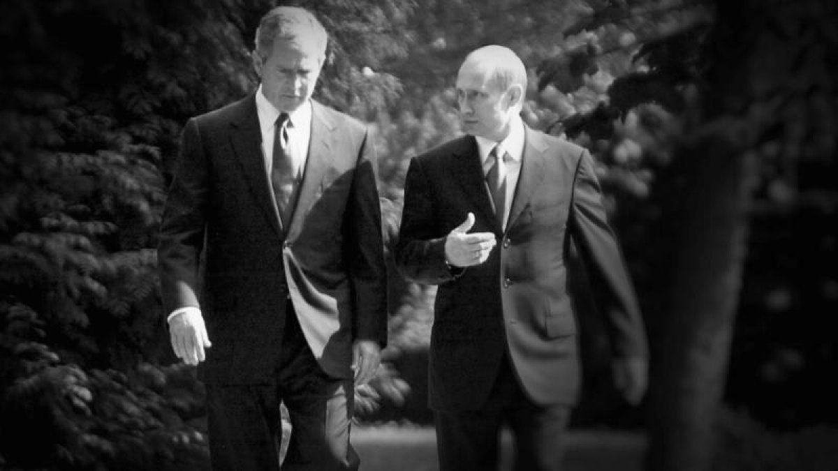 L’expresident dels EUA Bush amb el seu homòleg rus, Putin.