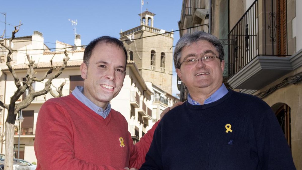 Xavier Casoliva, alcalde de Guissona, con Josep Esquerra.