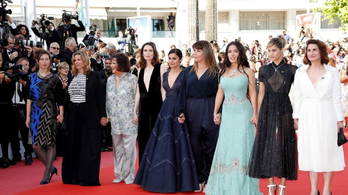 Patty Jenkins, Salma Hayek y Sofia Boutella reivindicaron el papel de la mujer junto a otras actrices.