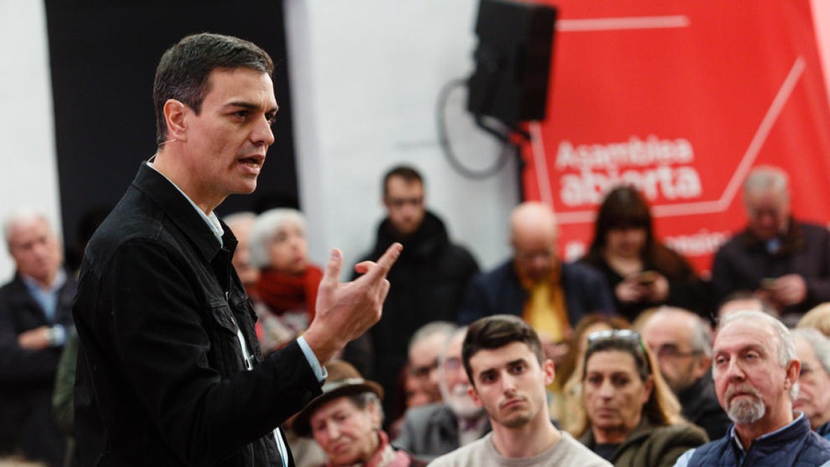 El líder del PSOE, Pedro Sánchez, ayer, en Castellón.
